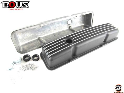 Bous Performance E41002BK Aluminum Finned Short Valve Cover For 58 86