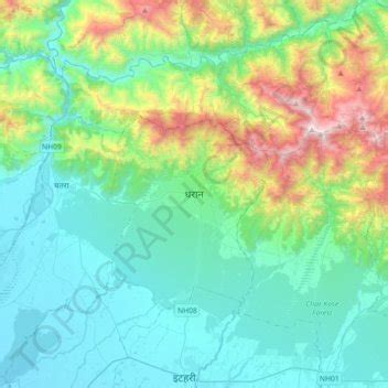 Dharan topographic map, elevation, terrain