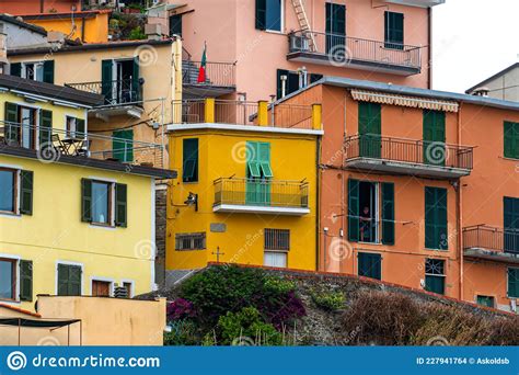 Scenic View Of Colorful Village Manarola And Ocean Coast In Cinque