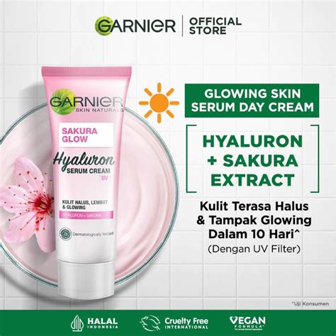 Jual Garnier Sakura Glow Hyaluron Serum UV Day Cream 20ml Shopee