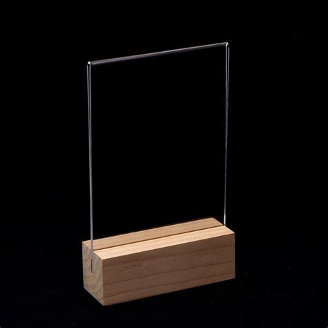 China Customized Wood Base Acrylic Sign Holders A6 Manufacturers And