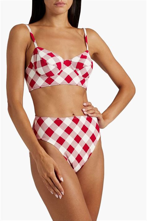 Norma Kamali Checked Underwired Bikini Top The Outnet