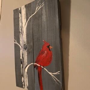 Wall Decor Cardinal On Birch Tree Pallet Wood Painting 11 Etsy