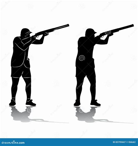 Silhouette Trap Shooter Vector Drawing Stock Vector Illustration Of