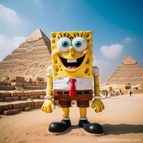 Spongebob Squarepants Statue by Pyramids | Stable Diffusion Online