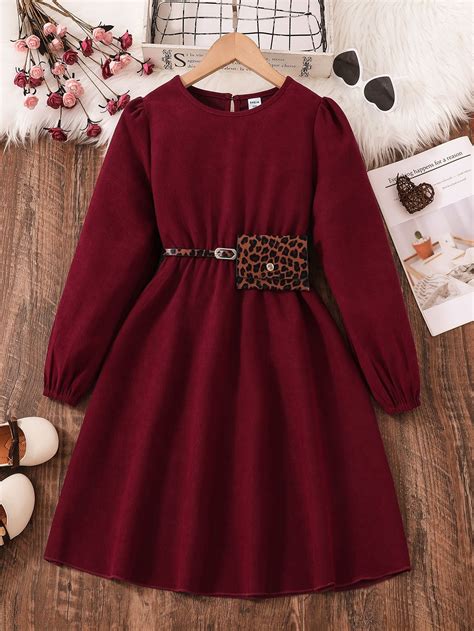 Burgundy Casual Collar Long Sleeve Fabric Plain A Line Embellished