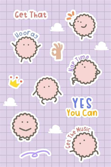 adorable abstract cartoon and motivational word sticker collection ...