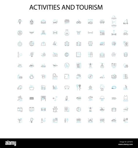 Activities And Tourism Icons Signs Outline Symbols Concept Linear