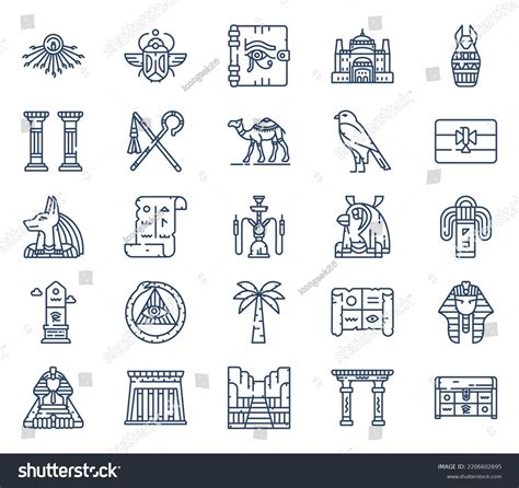 Egyptian Symbols Culture Icon Set Stock Vector (Royalty Free) 2206602695 | Shutterstock