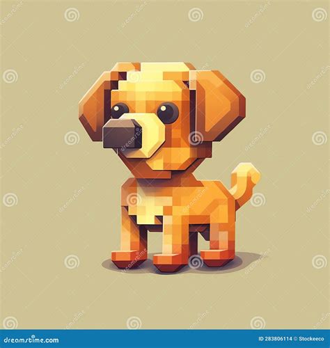 Cute Dog Character in Pixel Art Style for Minecraft Stock Illustration ...