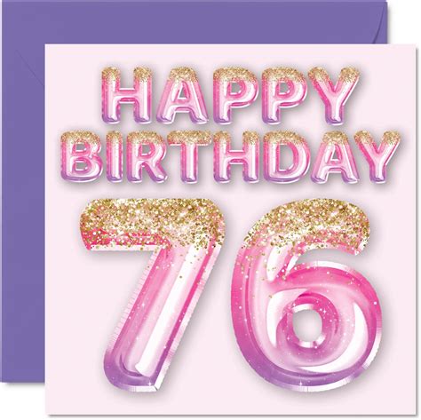 Amazon 76th Birthday Card For Women Pink Purple Glitter