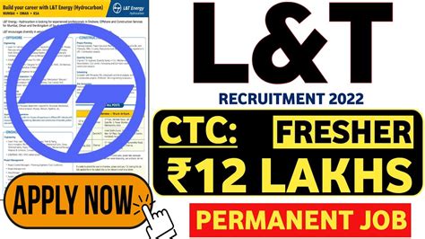 L T Recruitment 2022 Fresher CTC 45 000 L And T Recruitment 2022