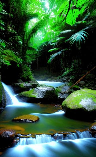 Premium AI Image | A waterfall in the rainforest