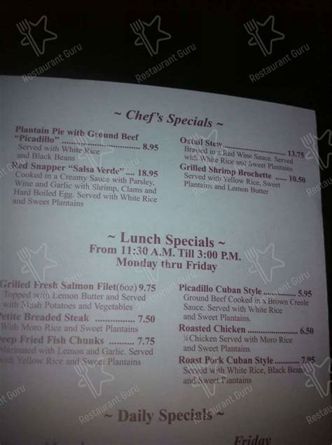 Menu at La Carreta Restaurant, Miami, SW 88th St