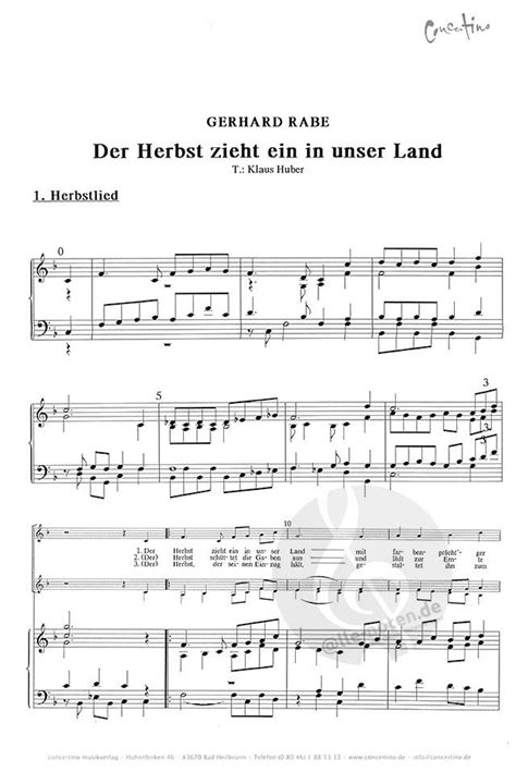 Der Herbst Zieht Ein In Unser Land Gerhard Rabe Sheet Music For