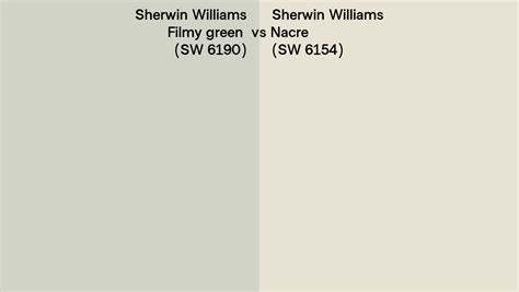 Sherwin Williams Filmy Green Vs Nacre Side By Side Comparison