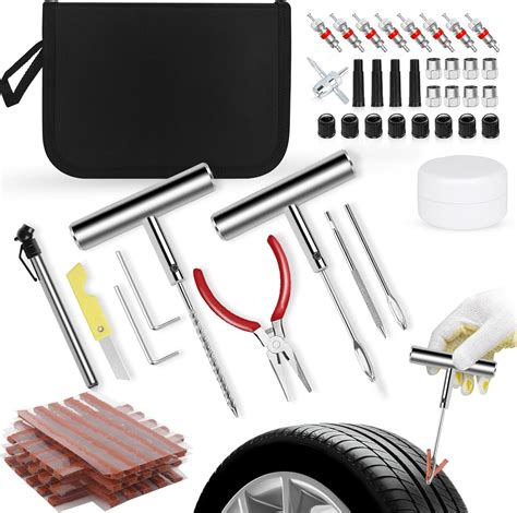 Prettop Tyre Repair Kit Heavy Duty Tyre Puncture Repair Kit 70pcs Tyre