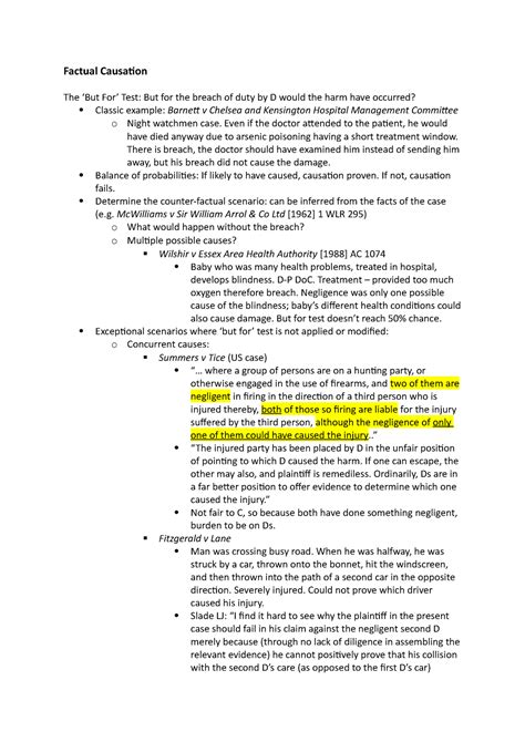 Spr Lecture Notes Law Of Tort Academic Year