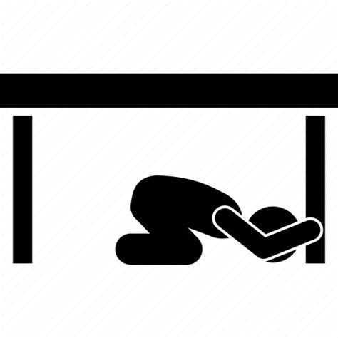 Below Earthquake Emergency Hiding Quake Safety Table Icon