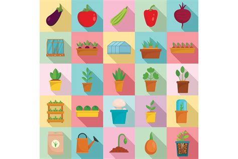 Greenhouse Icon Set Flat Style By Anatolir56 Thehungryjpeg