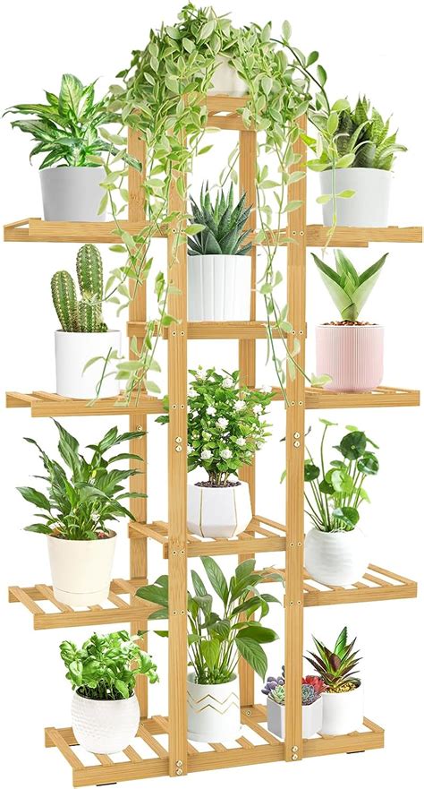 Idavosic Ly Tier Bamboo Plant Stands For Indoor Outdoor Potted