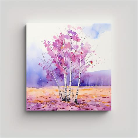 Pintura Abstracta De Colores Púrpuras En Un árbol De álamo Temblón