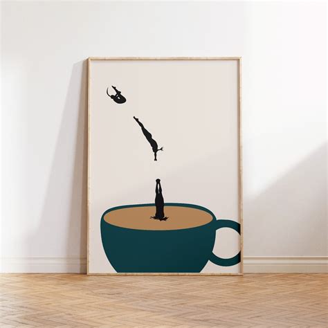 Kaffee Poster Teal Küchen Wand Kunstdruck Retro Kaffee Druck