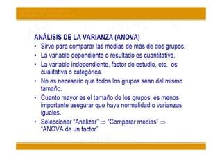 Unidad 12 Análisis de la varianza ANOVA con SPSS PPT