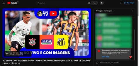 Corinthians x Novorizontino como assistir ao jogo do Paulistão na CazéTV