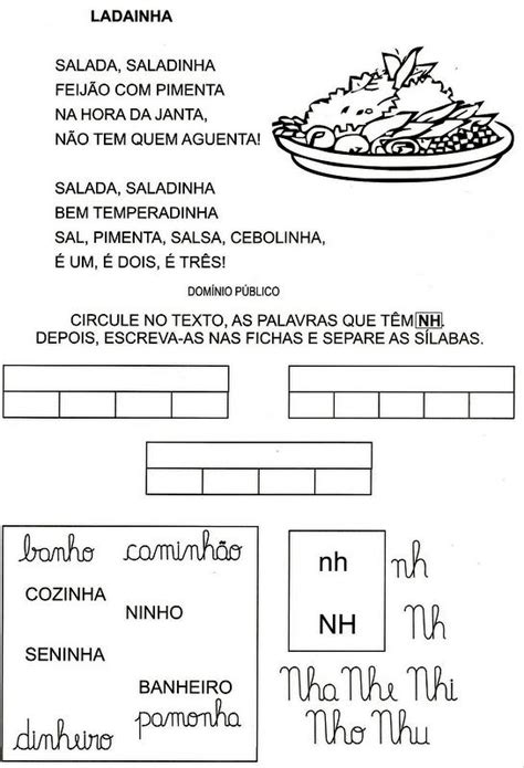 Atividades Nh Para Alfabetiza O S Escola