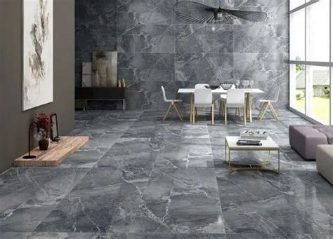 Ceramic Solace Grey Glossy Vitrified Floor Tiles Thickness 9 Mm Size