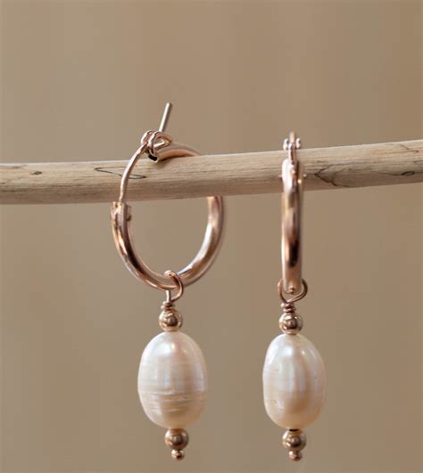 Fresh Water Pearl Hoop Earrings Gold Filled Or Rose Gold Filled Or St