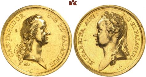 Karl Theodor 1743 1799 Goldmedaille Zu 8 Dukaten O J Graviert 1767