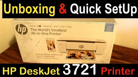 HP Deskjet 3721 SetUp Unboxing Quick Copy Test Review YouTube