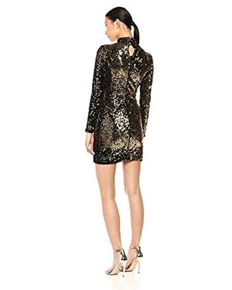 Milly Sequin Velvet Long Sleeve Turtleneck Mini Dress In Metallic Lyst