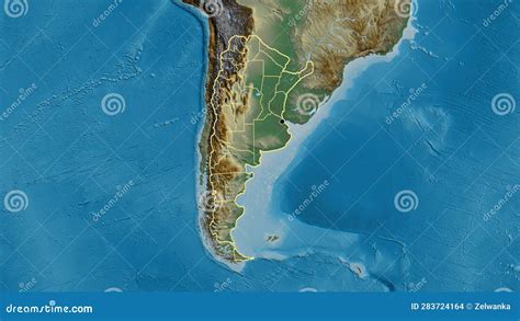 Shape of Argentina with Regional Borders. Relief. Stock Illustration ...