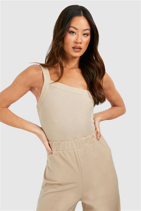 Tall Ribbed One Shoulder Bodysuit Boohoo Uk