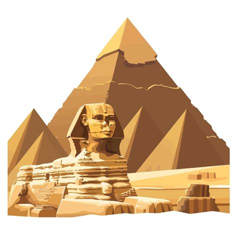 Égypte pyramides avec sphinxfamous africain Vecteur Premium