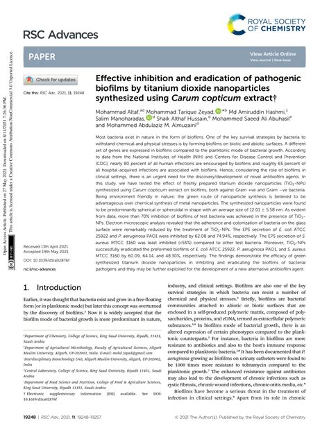 PDF Effective Inhibition And Eradication Of Pathogenic Biofilms By