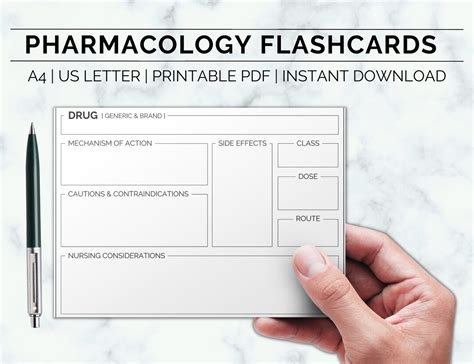 Nursing Drug Card Template Pharmacology Printable Nursing - Etsy