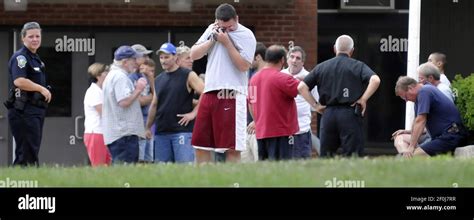 People Gathered Outside Of Manchester High School After A Shooting At