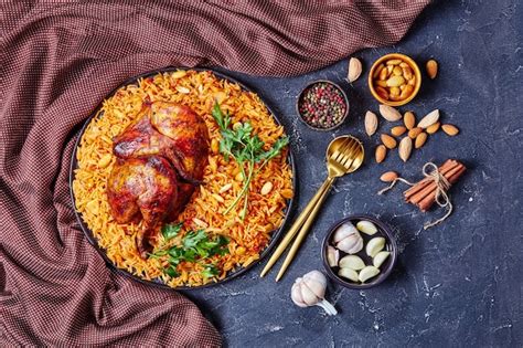 Premium Photo Chicken Kabsa Homemade Arabian Rice With Roasted