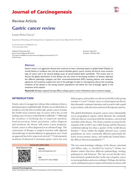 Pdf Gastric Cancer Review