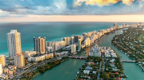 Picture Miami Florida Usa Ocean Sky Coast From Above 1920x1080