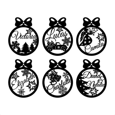 Christmas Ornaments Svg Laser Cut Files Personalizable 6 Etsy