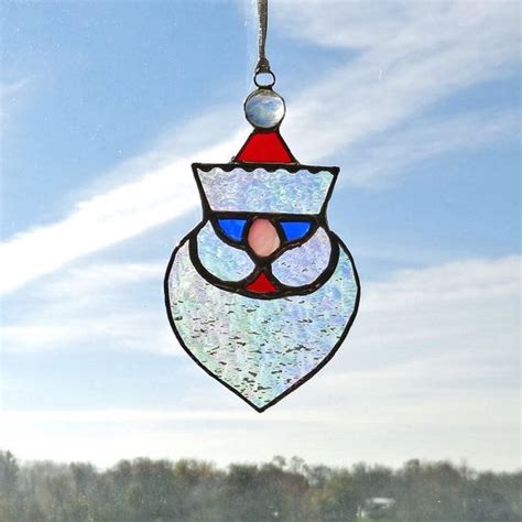 Stained Glass Santa Claus Suncatcher Christmas Ornament By