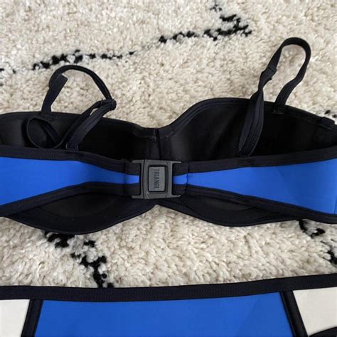 Triangl Blue Yellow And White Bikini Size Small Depop