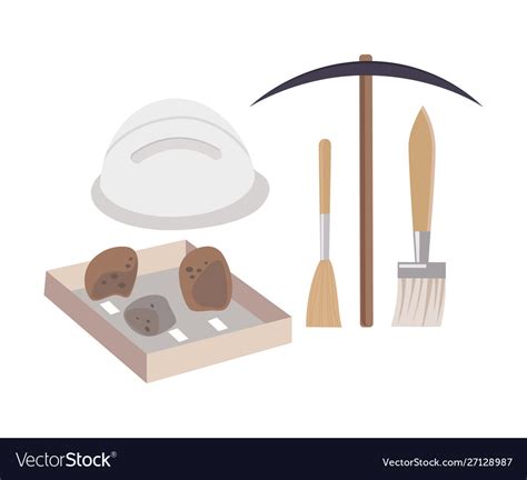 Archaeological excavation tools and prehistoric Vector Image