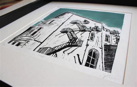 Brighton and Hove Building Regency Architecture Cityscape Linocut ...