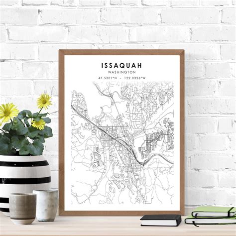 Issaquah Map Print Washington Map Art Poster Issaquah City | Etsy